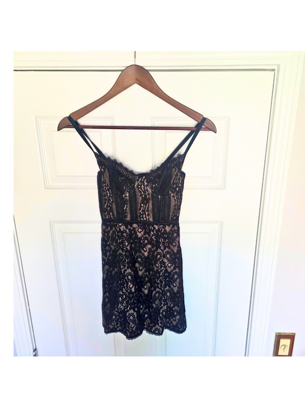 Urban Outfitters Layla Lace Corset Mini Dress XS Black Coquette Goth - Picture 6 of 15